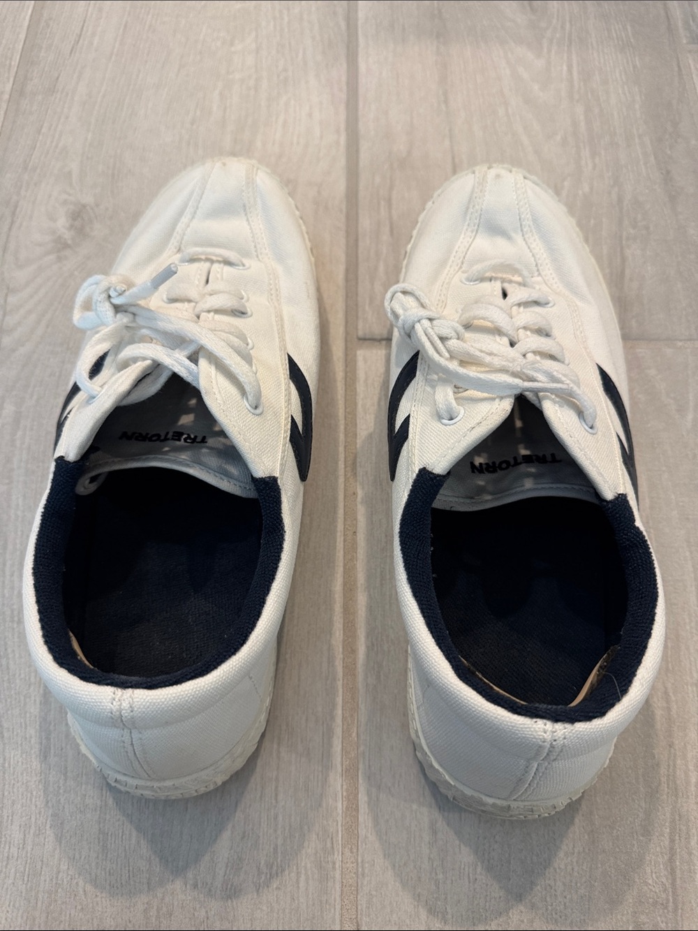 Tretorn NYLITE White Canvas Sneakers with Navy Accent - Picture 5 of 11